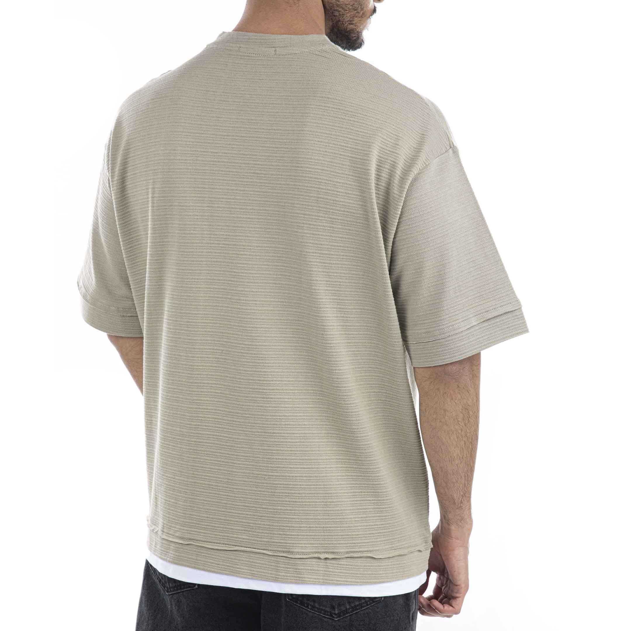 تیشرت اورسایز-مردانه-52242241-خاکی تیره-XXL