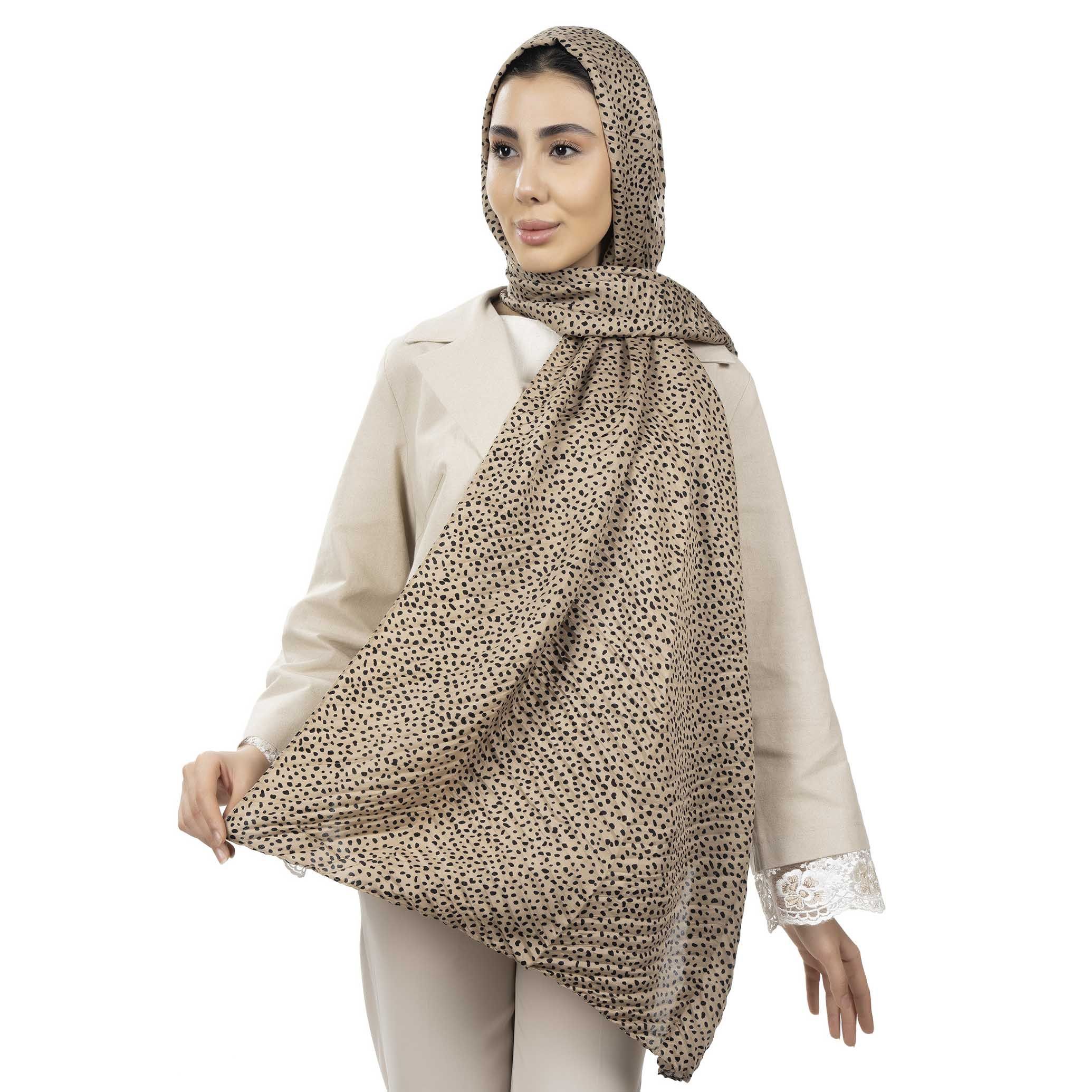 شال پلیسه طرح خال ریز-زنانه-39251735-کرم/مشکی-F