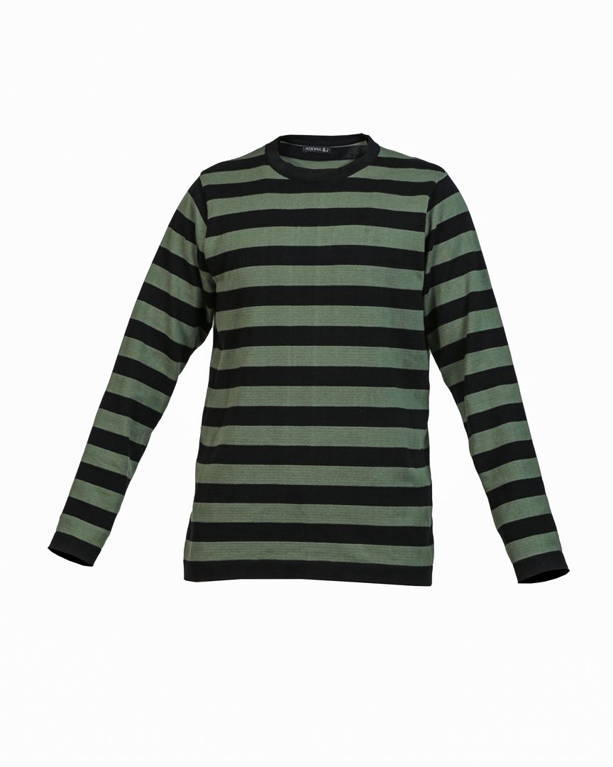 بلوز مردانه - بافت -یقه گرد رینگل-oversize-آرتیکل 1903407-رنگ سبز ارتشی-سایز XL