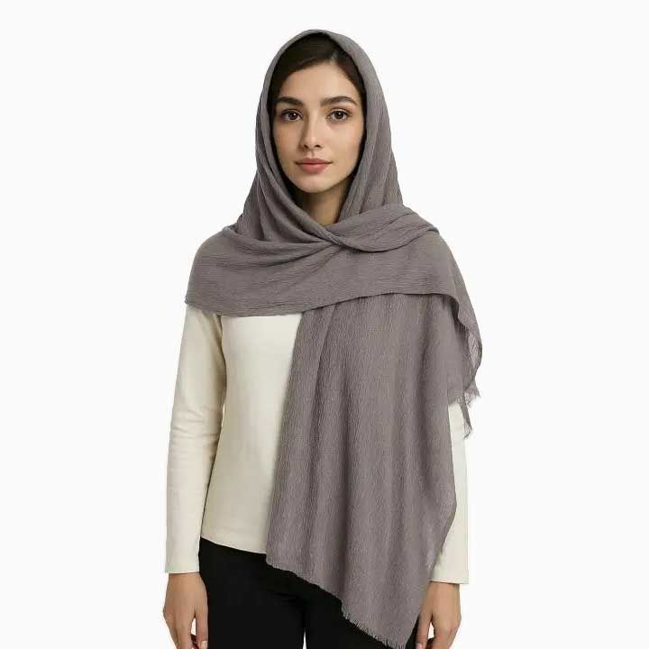شال پلیسه طرح سنگ شور-زنانه-39251307-قهوه ای-F