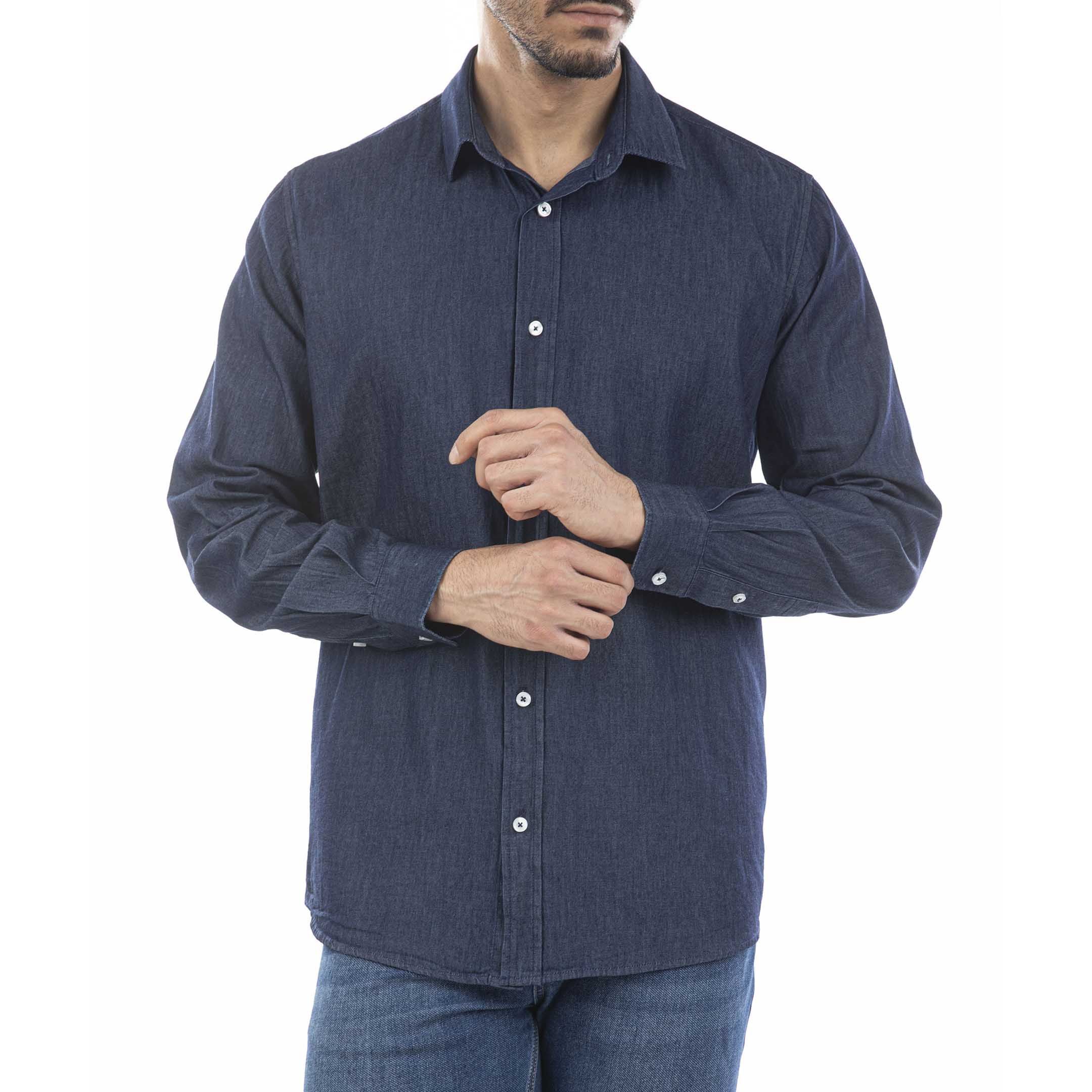پیراهن رگولار فیت جین-مردانه-15242103-آبی متوسط-XL