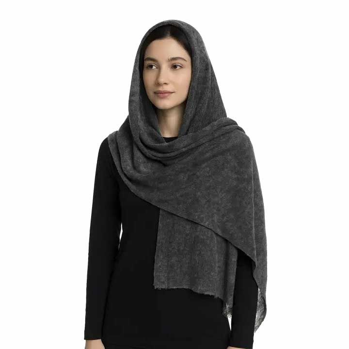 شال طرح سایه دار-زنانه-39251306-آبی نفتی تیره-F