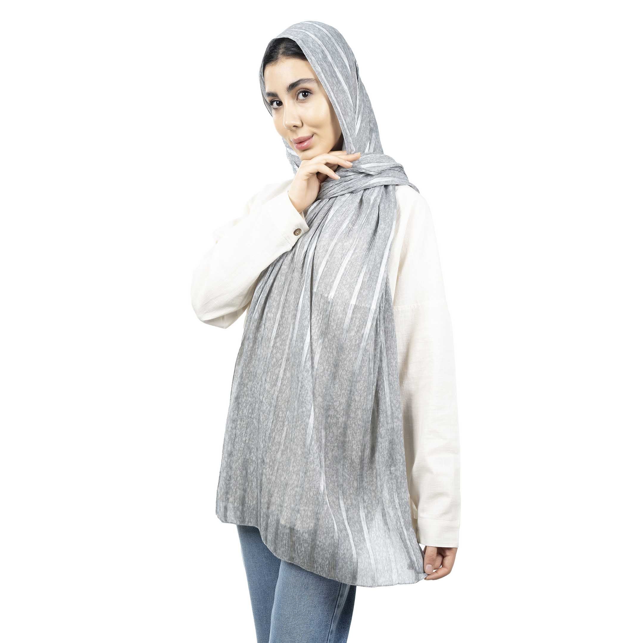 شال طرح راه راه-زنانه-39251738-طوسی روشن-F