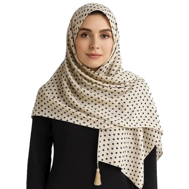 شال طرح خال خال-زنانه-39251305-کرم ملون روشن-F
