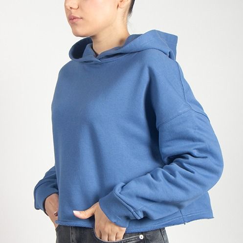 هودی کراپ لوزفیت-زنانه-15241438-آبی استیل-M