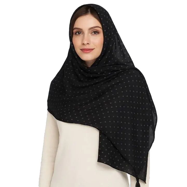 شال طرح خال خال-زنانه-39251305-ذغالی تیره-F