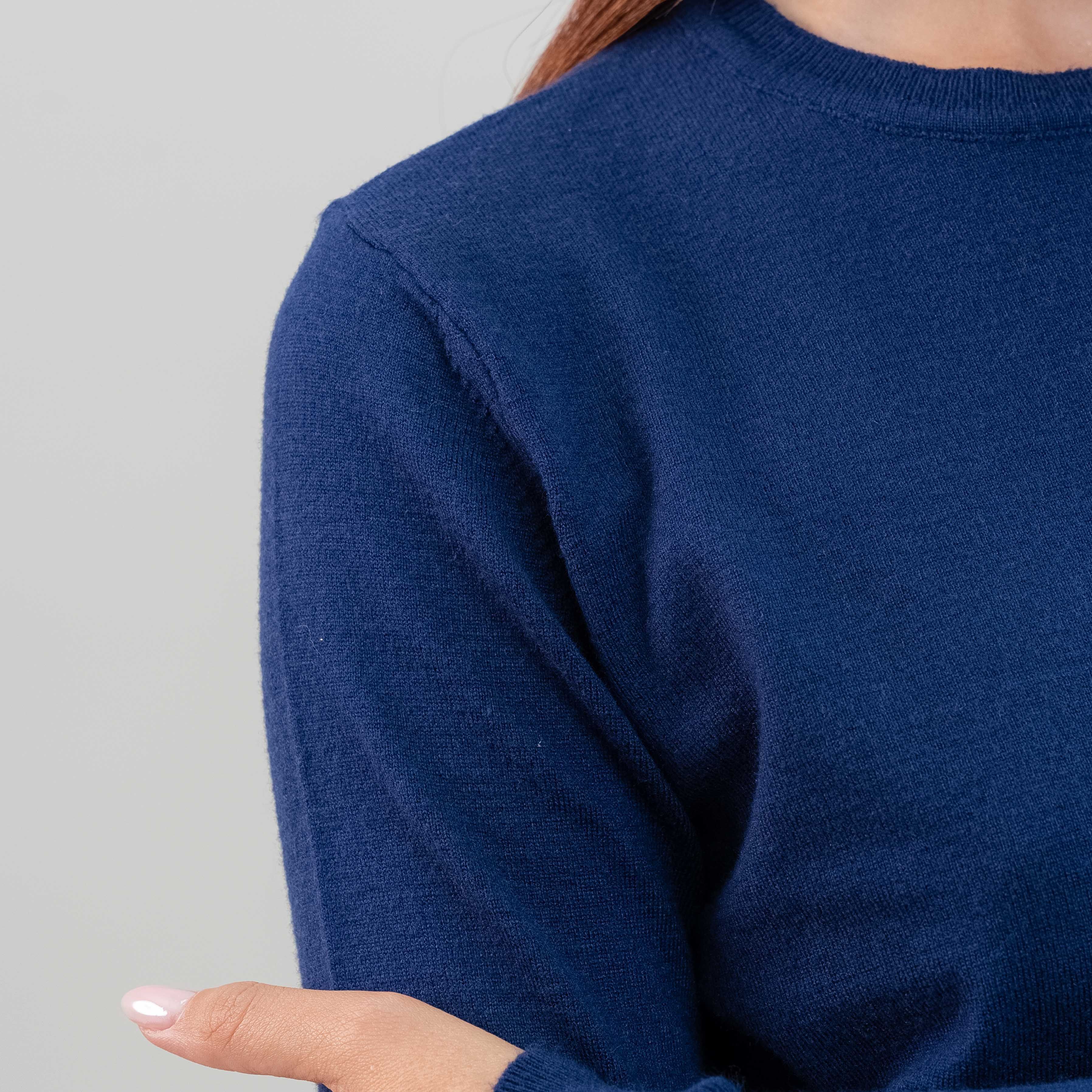 پلیور بافت اسلیم فیت یقه گرد-زنانه-71251351-سرمه ای-XL
