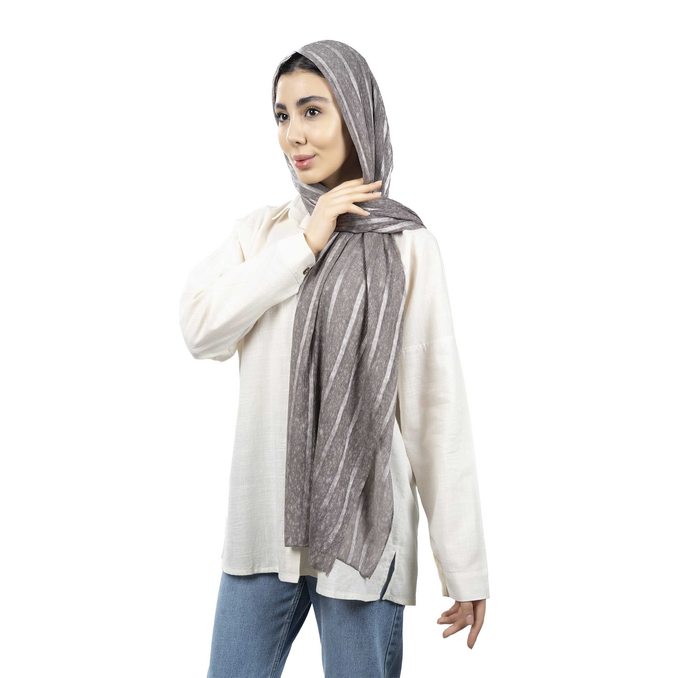 شال طرح راه راه-زنانه-39251738-طوسی-F