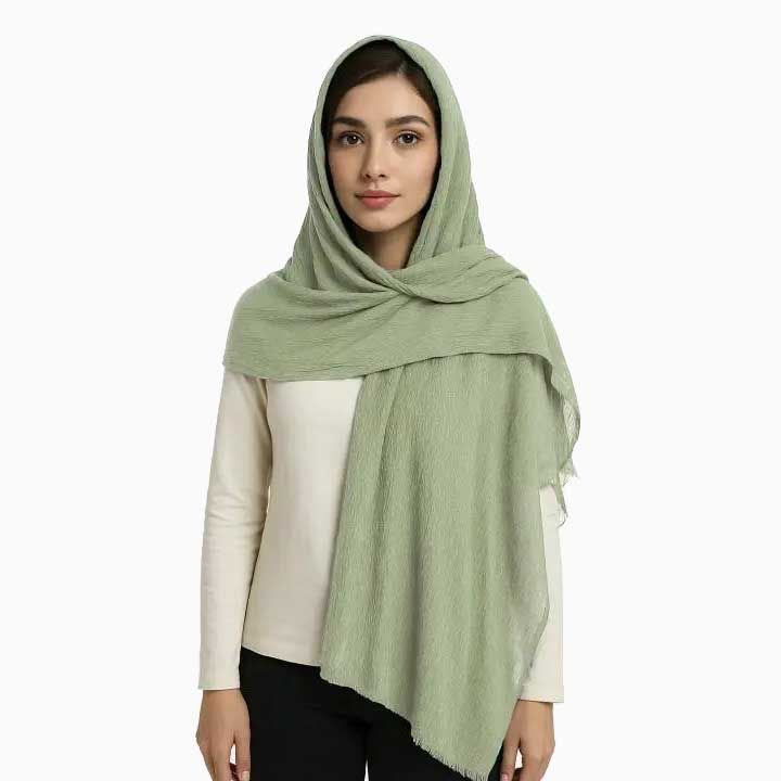 شال پلیسه طرح سنگ شور-زنانه-39251307-سبز روشن-F