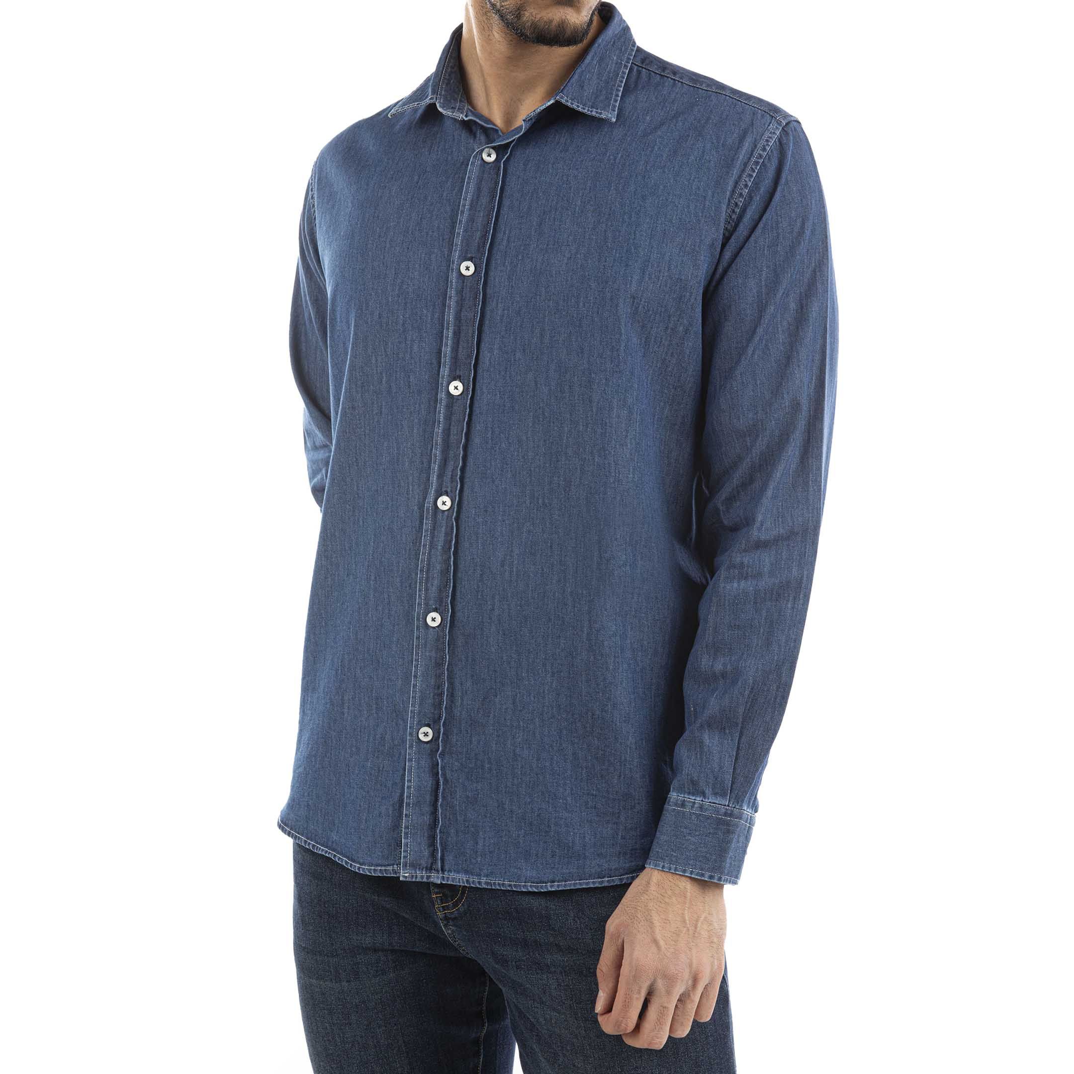 پیراهن رگولار فیت جین-مردانه-15242103-آبی متوسط-XL