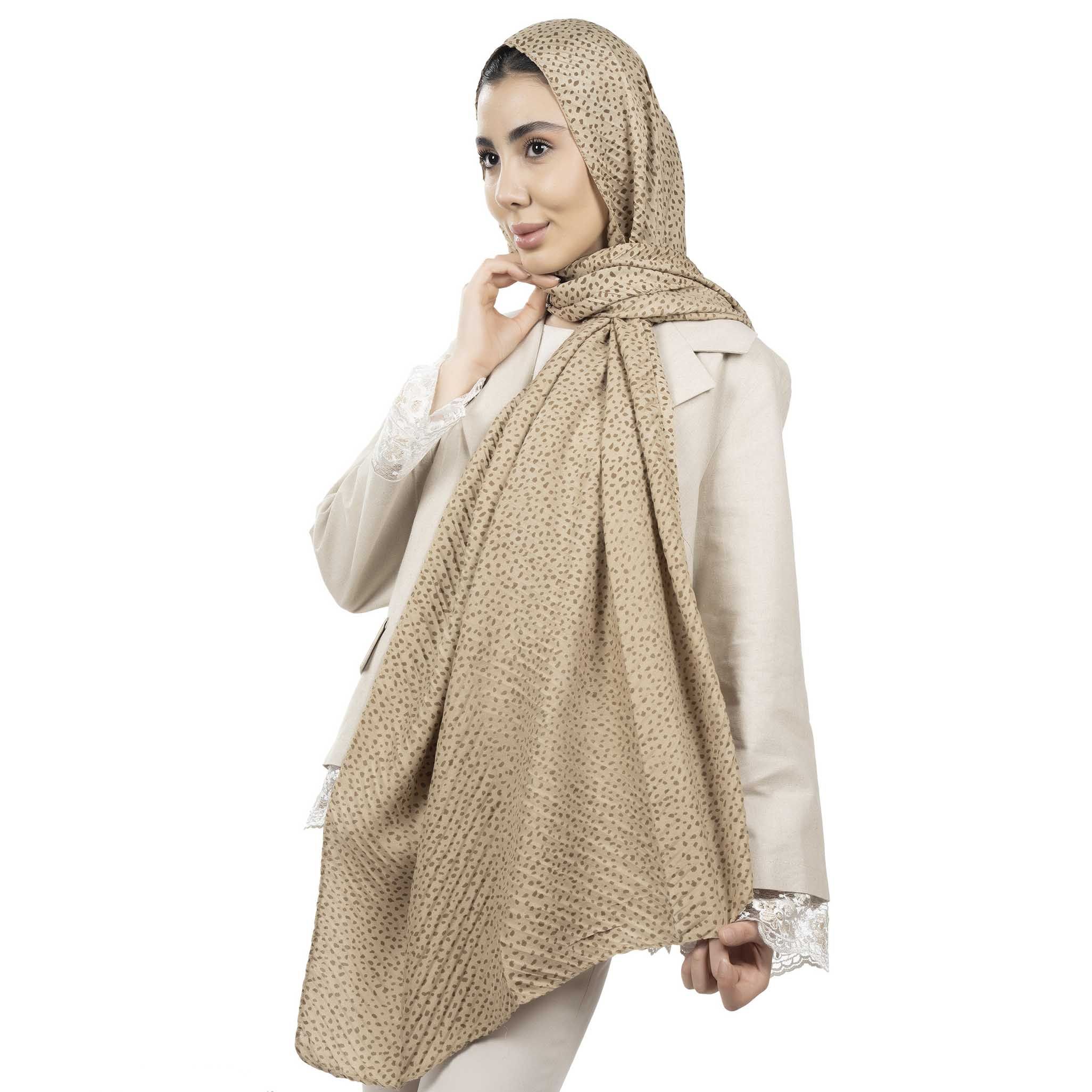 شال پلیسه طرح خال ریز-زنانه-39251735-کرم/قهوه ای-F