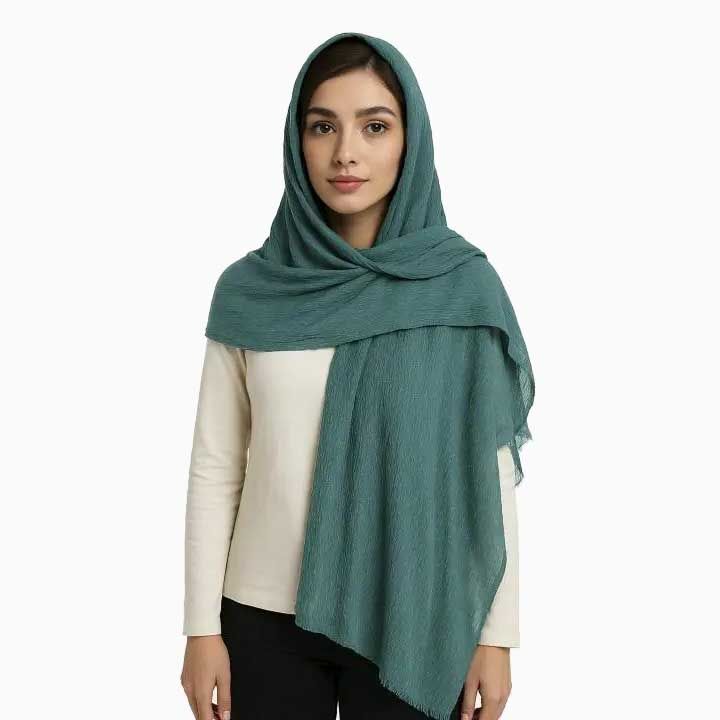 شال پلیسه طرح سنگ شور-زنانه-39251307-سبز تیره-F