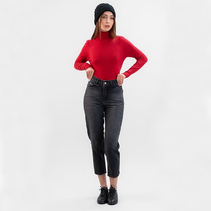پلیور بافت یقه اسکی اسلیم فیت-زنانه-71251352-زرشکی-M back