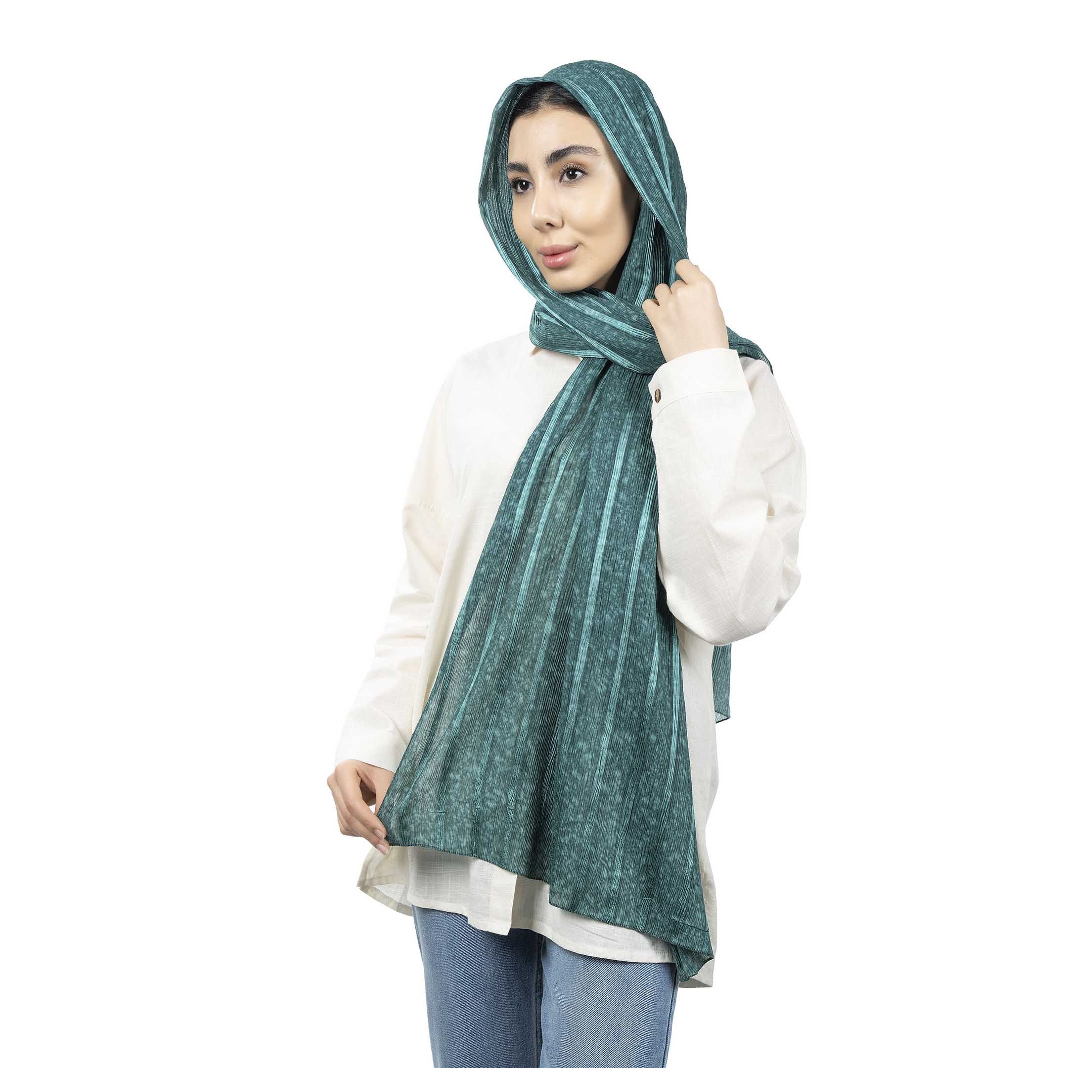 شال طرح راه راه-زنانه-39251738-سبز یشمی-F