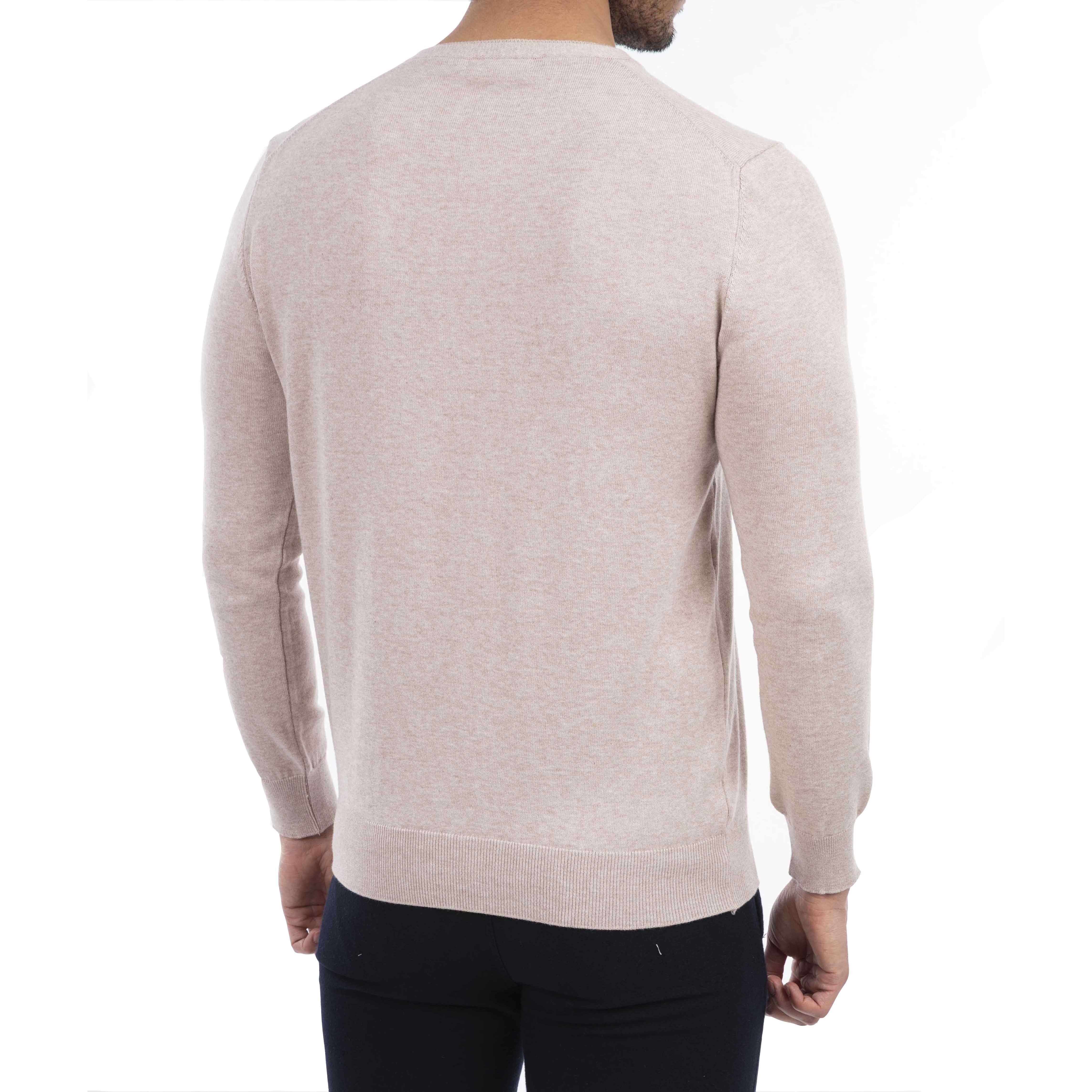 بلوز مردانه- بافت - یقه هفت  دوبل- پنبه- آرتیکل 1903069-رنگ کرم-سایز L back