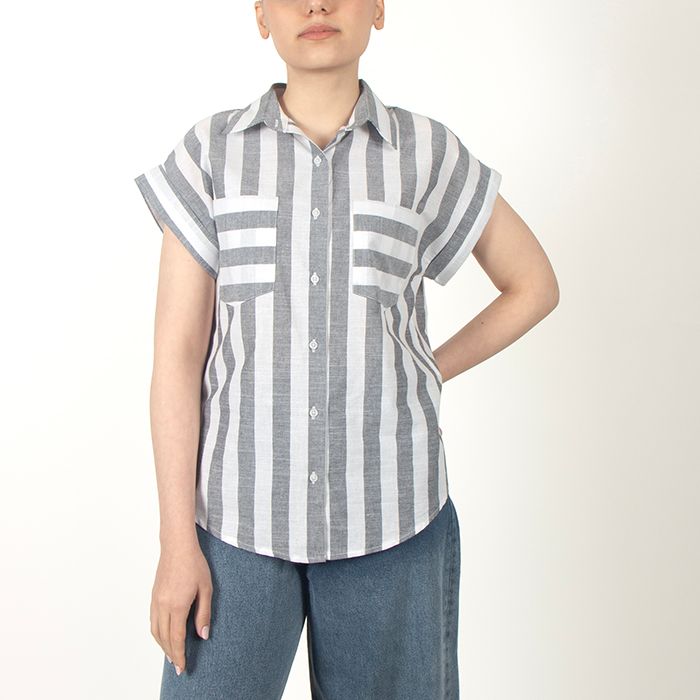 بلوز حلقه ای رگولارفیت-زنانه-62261131-سفید/مشکی-S