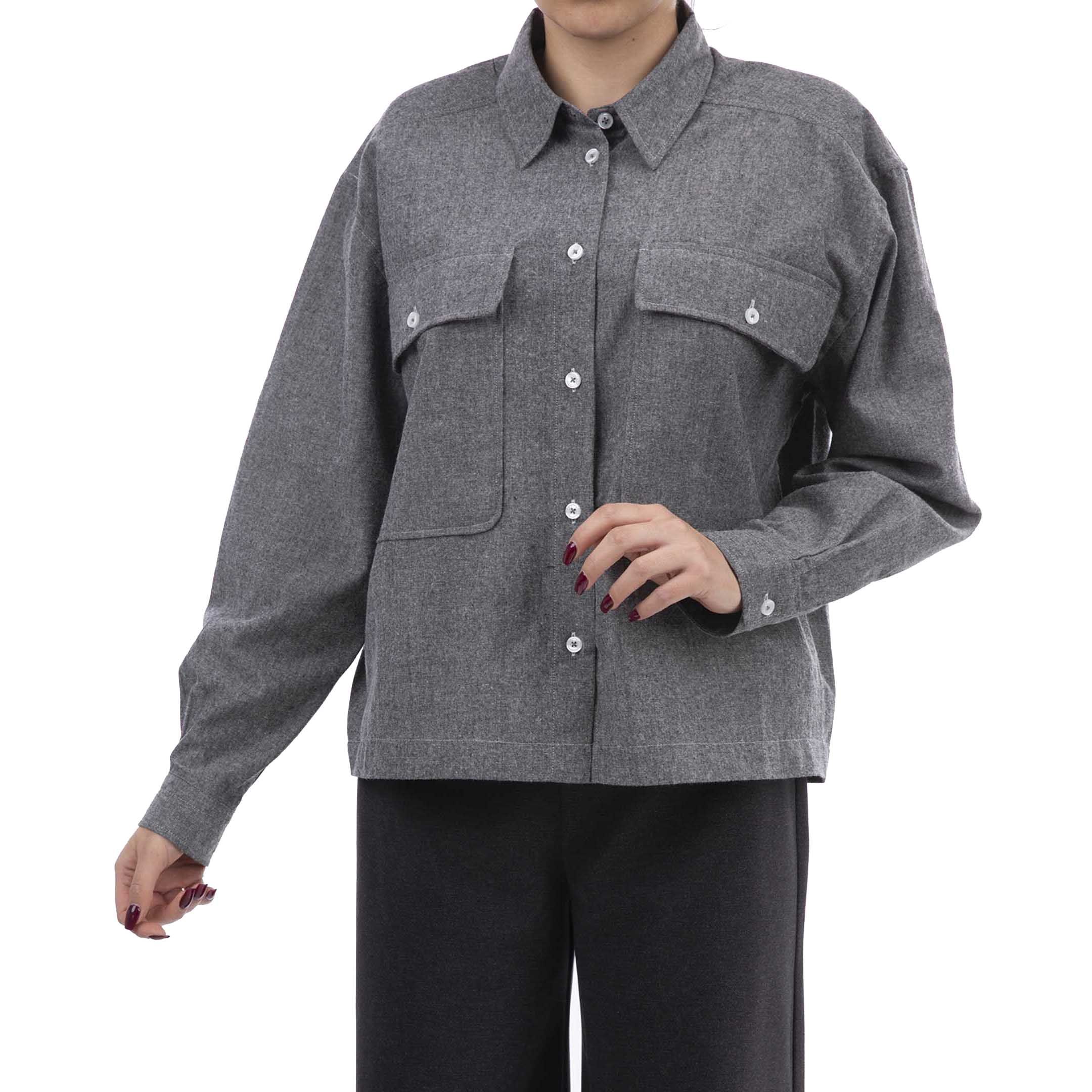 شومیز آستین بلند زنانه-چهارخانه- پشمی- لوز-آرتیکل 5943552-رنگ خاکستری -سایز L/XL