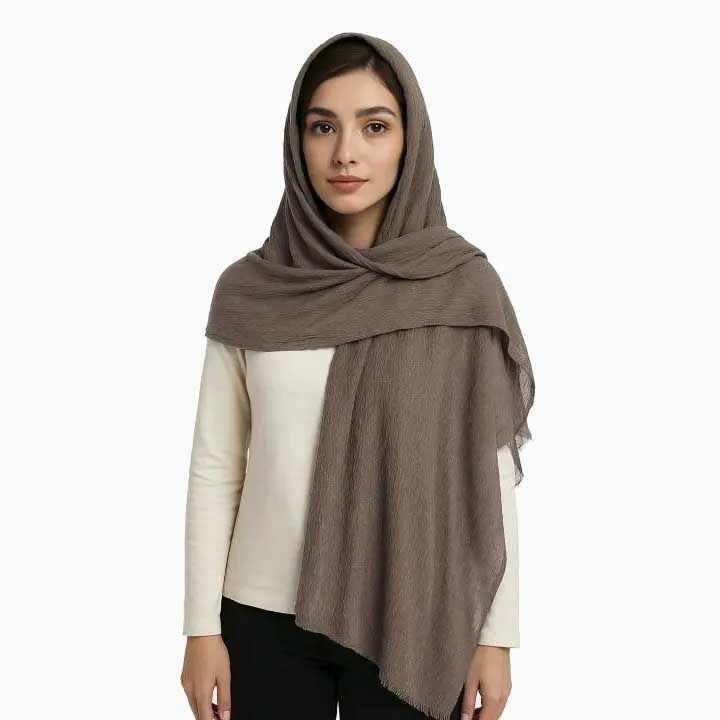 شال پلیسه طرح سنگ شور-زنانه-39251307-شکلاتی-F