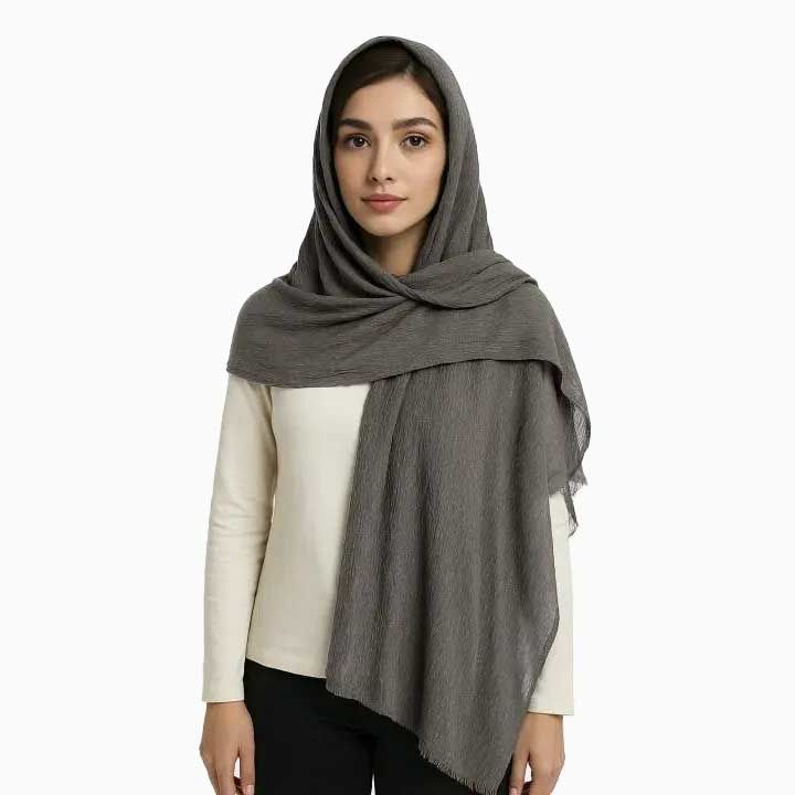 شال پلیسه طرح سنگ شور-زنانه-39251307-قهوه ای تیره-F