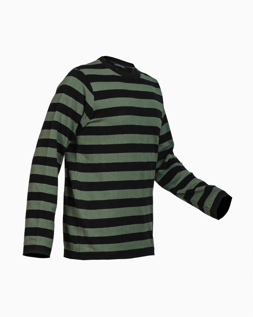 بلوز مردانه - بافت -یقه گرد رینگل-oversize-آرتیکل 1903407-رنگ سبز ارتشی-سایز XL back
