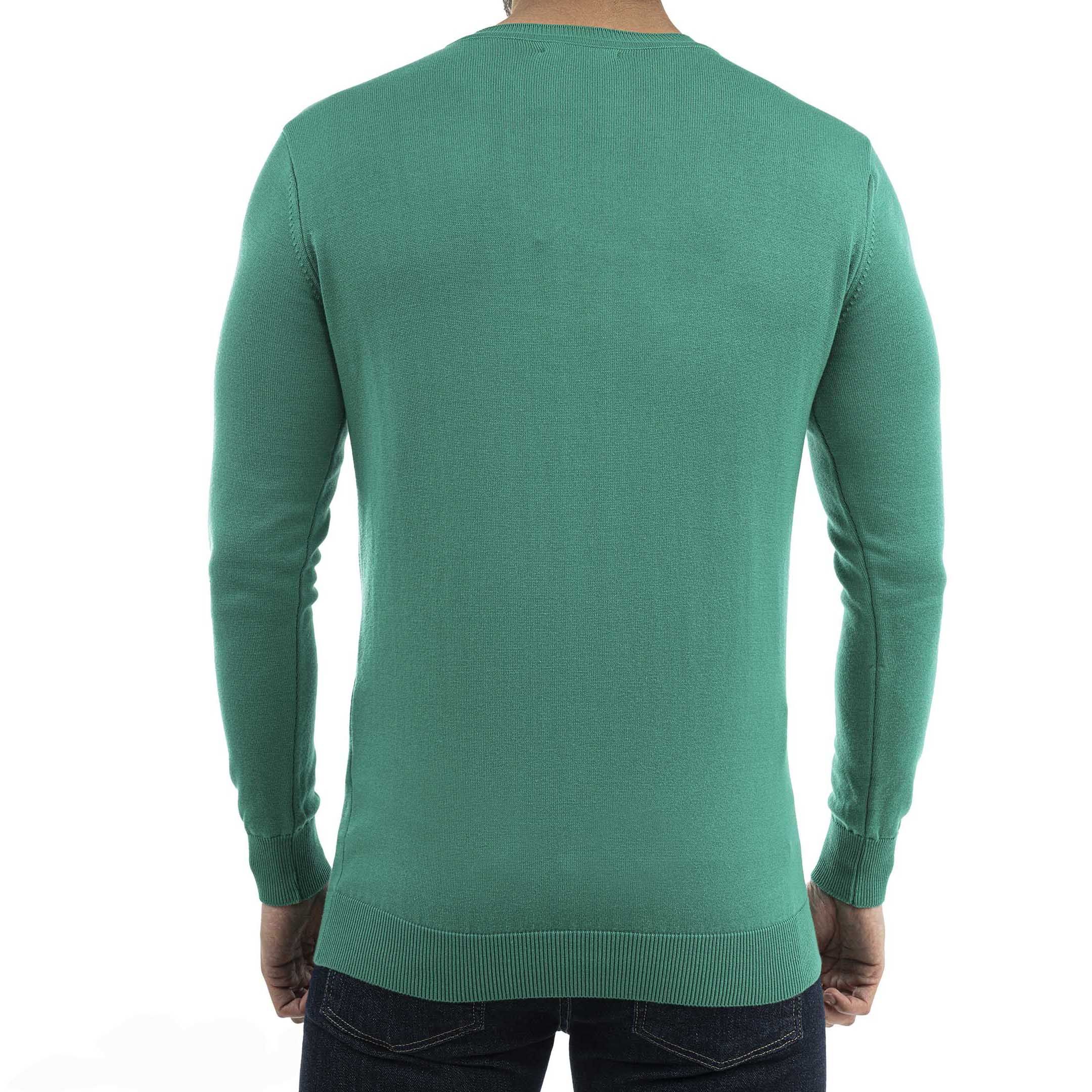 بلوز مردانه- بافت- یقه گرد- BASIC- آرتیکل 1903055-رنگ سبز-سایز 3XL