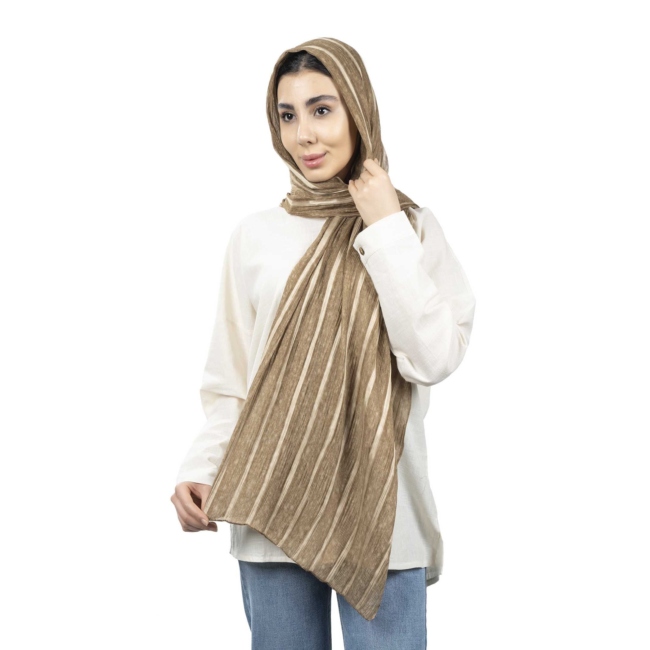 شال طرح راه راه-زنانه-39251738-نسکافه ای-F