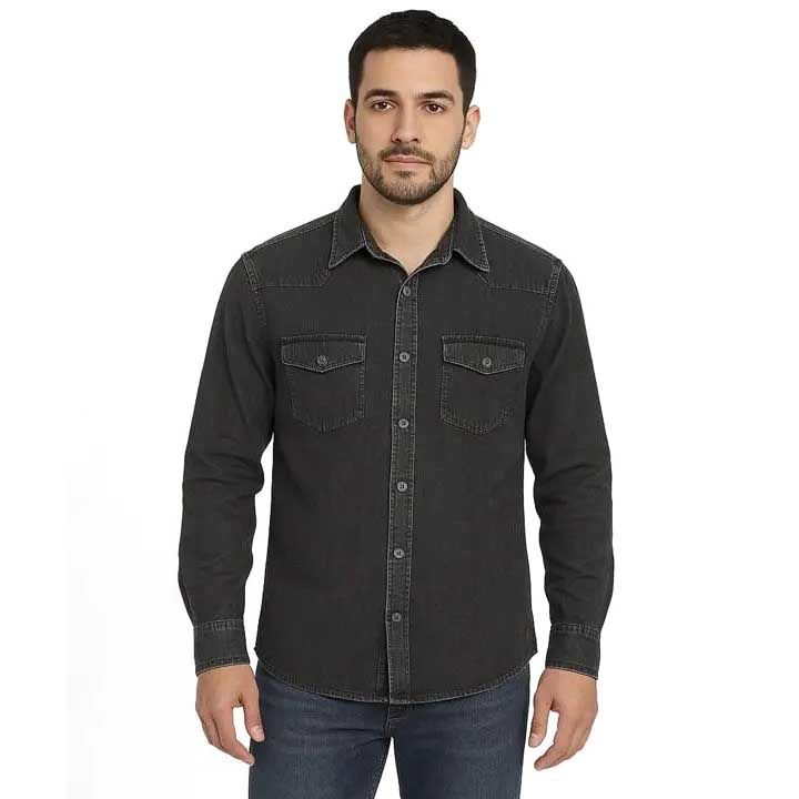 پیراهن رگولار فیت جین-مردانه-62242414-طوسی-M