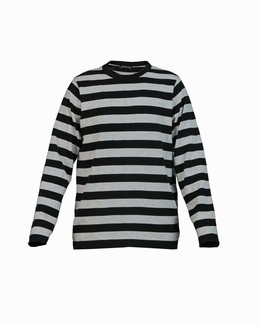 بلوز مردانه - بافت -یقه گرد رینگل-oversize-آرتیکل 1903407-رنگ طوسی -سایز L