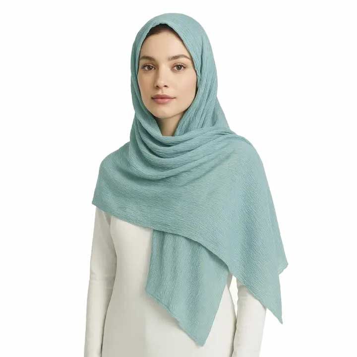 شال پلیسه طرح سنگ شور-زنانه-39251307-فیروزه ای-F