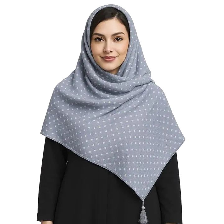 شال طرح خال خال-زنانه-39251305-آبی استیل روشن-F