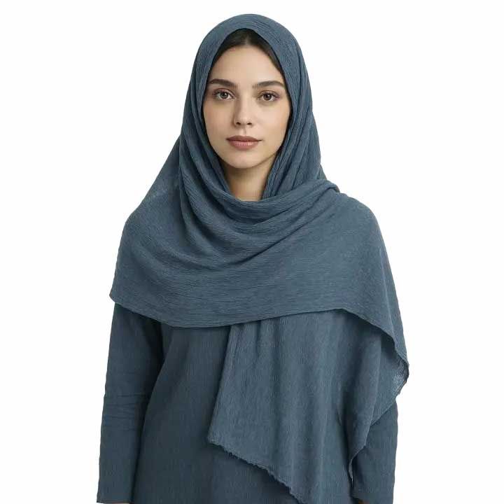 شال پلیسه طرح سنگ شور-زنانه-39251307-سبزآبی-F