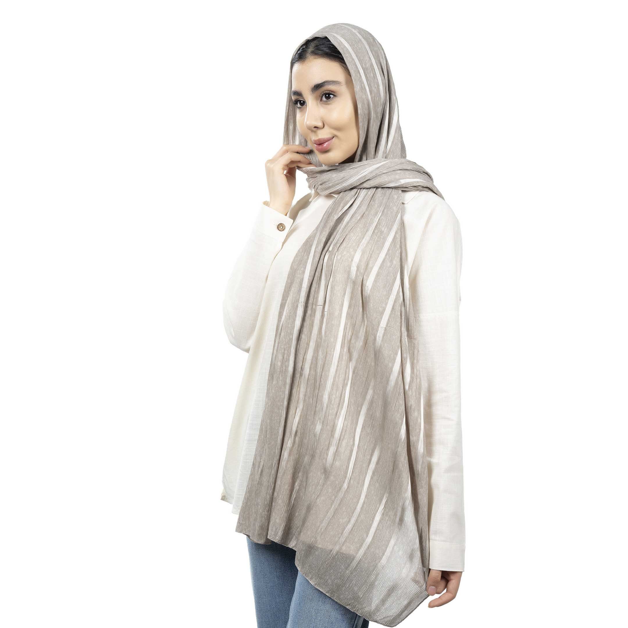شال طرح راه راه-زنانه-39251738-قهوه ای-F