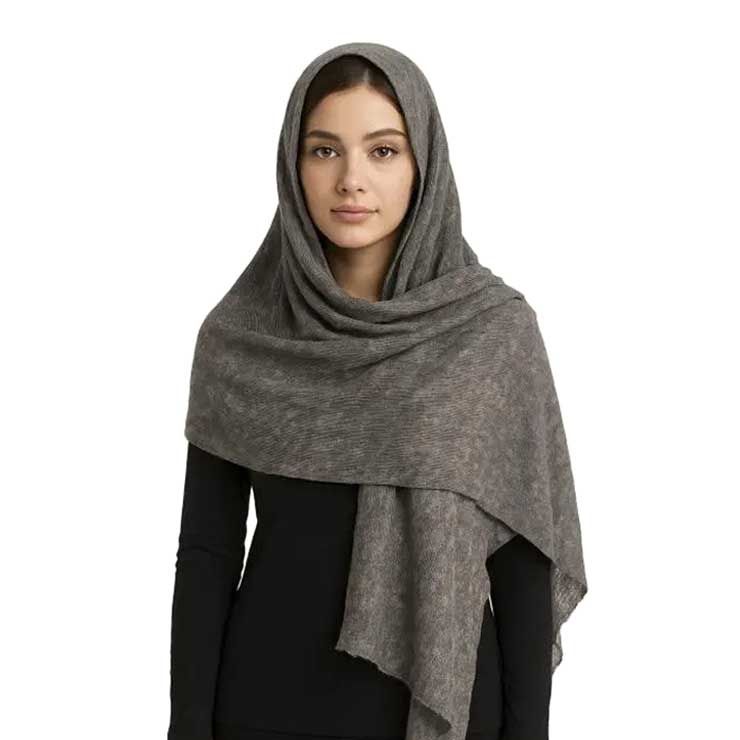 شال طرح سایه دار-زنانه-39251306-کرم خاکی تیره-F