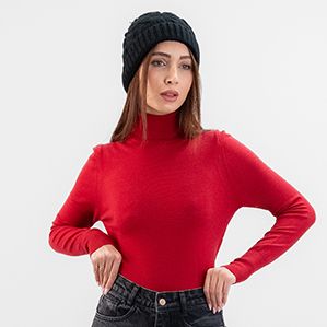 پلیور بافت یقه اسکی اسلیم فیت-زنانه-71251352-زرشکی-M
